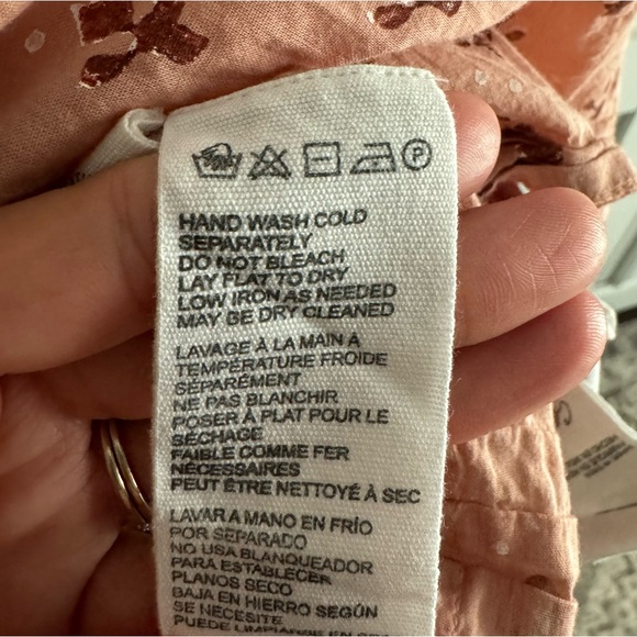 Cleobella Sybil Pink Floral Puff Short Sleeve Lined Babydoll Mini Dress Size L - Picture 12 of 14